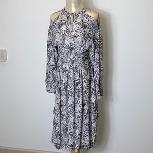 All Saints Cut out shoulder paisley print dress